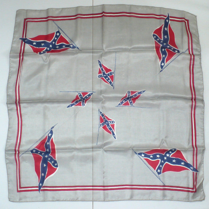 1950s Vintage Square Confederate Flag Silk Head Scarf.