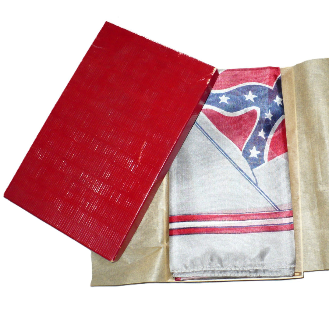 1950s Vintage Square Confederate Flag Silk Head Scarf.