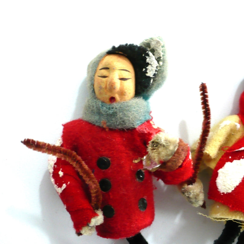 1950s Posie Christmas Caroler Ornaments Floral Picks.