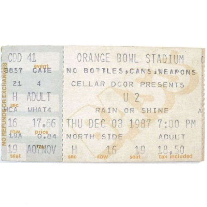 U2 The Joshua Tree Tour Ticket 1987 Los Lobos Buckwheat Zydeco