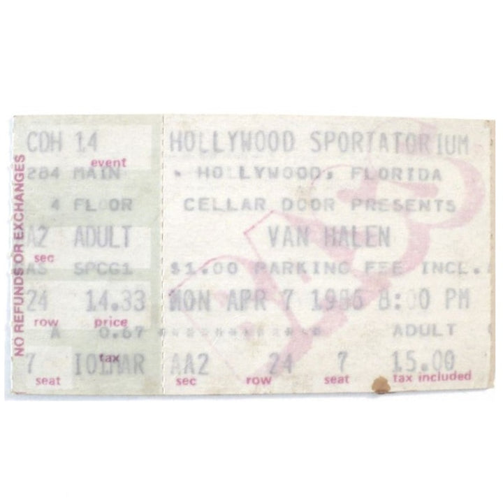 Van Halen 5150 Tour Ticket 1986 a Bachman-Turner Overdrive