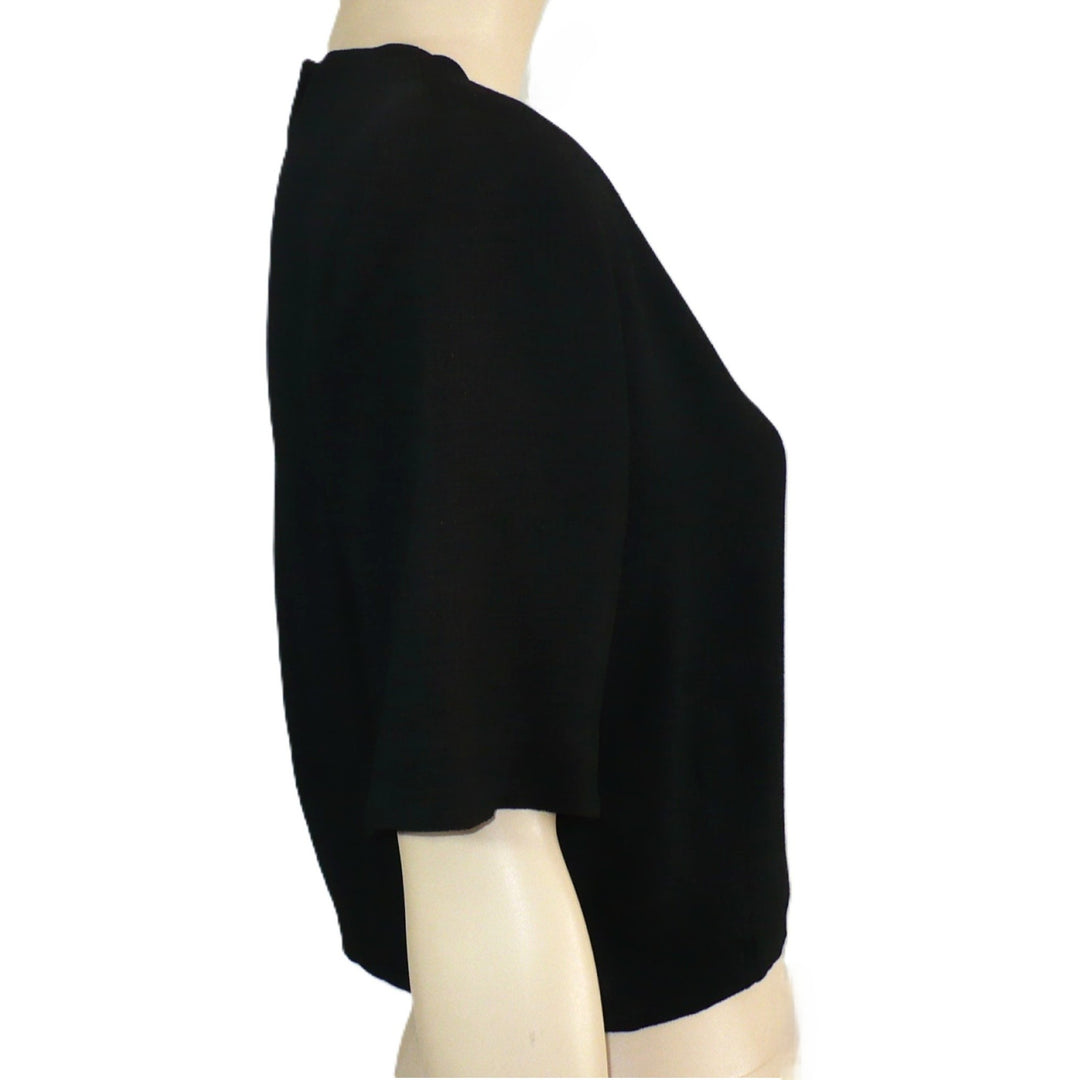 1940s Vintage Black Pebble Crepe Top Blouse With Shoulder Pads.