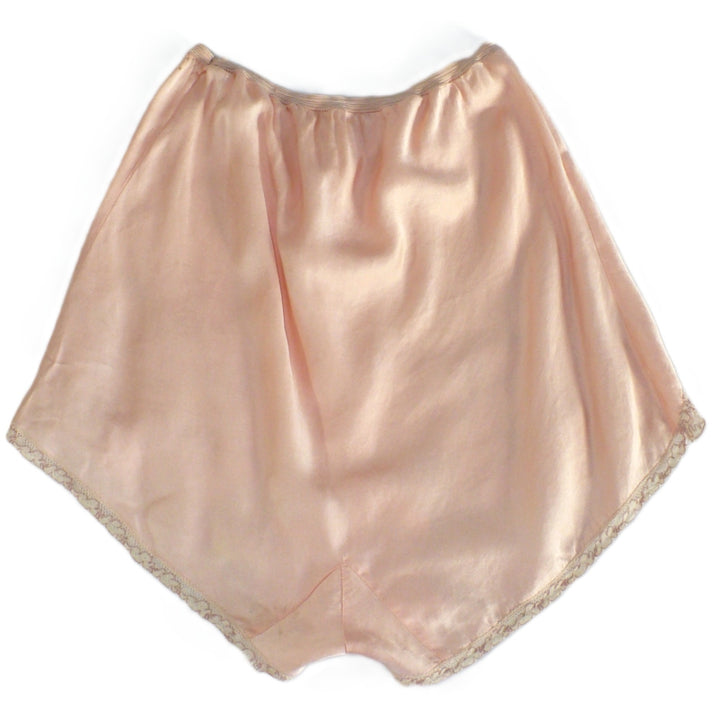 1930s Vintage Purty Peach Satin Tap Pant Panties, Lace.