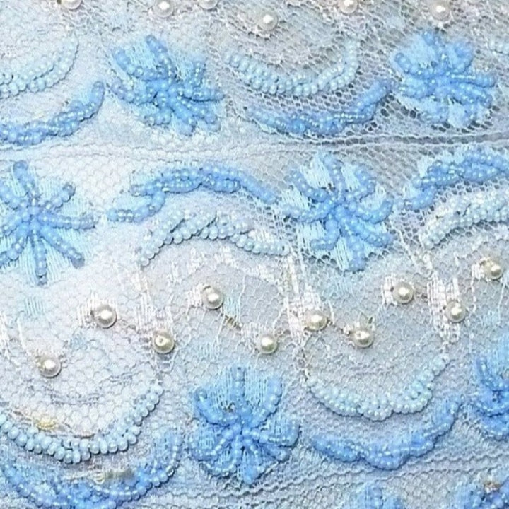 Beaded and lace close up of details.