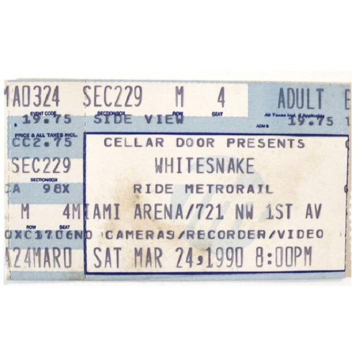 Whitesnake Slip of the Tongue Tour Ticket 1990 Bad English