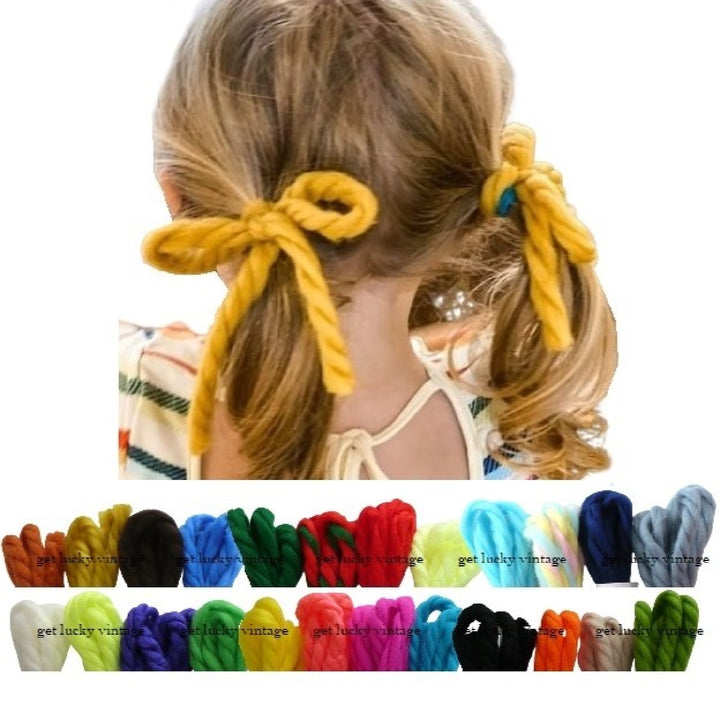 1970s Pairs of Yarn Hair Ties, Your Choice