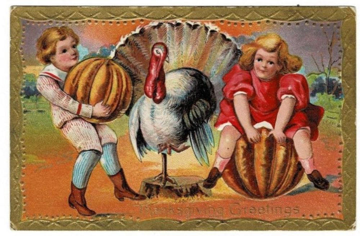 1911 Thanksgiving Turkey & Pumpkin Playtime