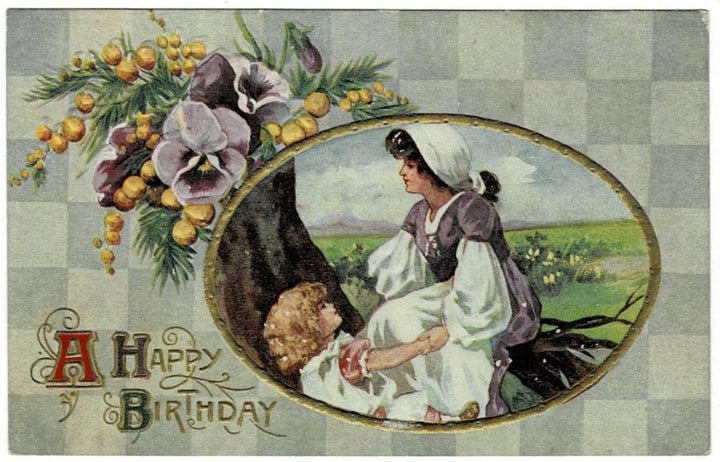 1910 Mother with Child Birthday Postcard