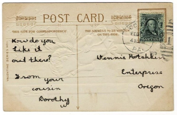 1909 Cupid at the Door Valentine Postcard