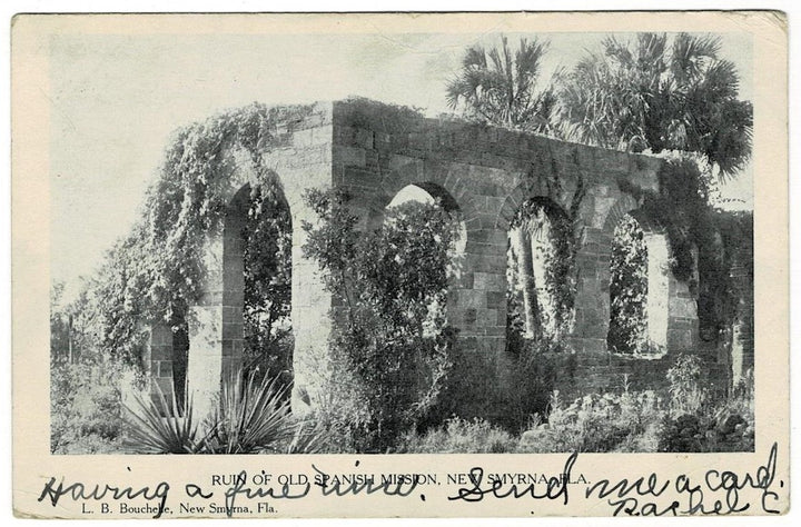 1907 Old Spanish Mission Sugar Mill Smyrna FL Postcard