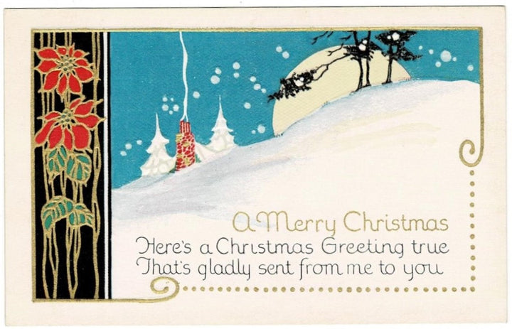 1920 Jugendstil Winter Christmas Postcard