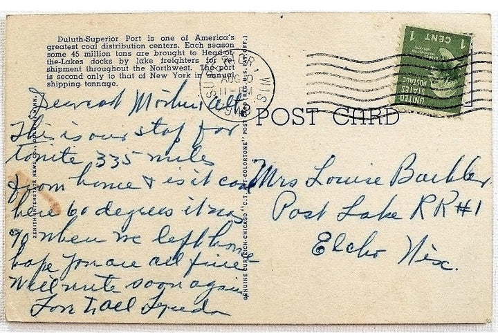 1949 Coal Docks Lake Superior Duluth MN Postcard