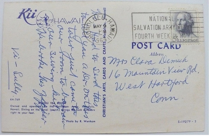 1964 Tea Room Salvation Army Waiʻoli HI Postcard