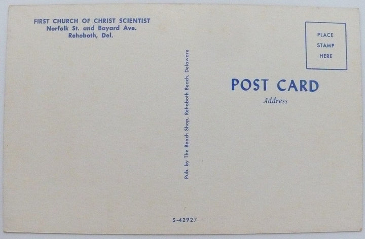 1960 Christian Scientist Church Rehoboth DE Postcard