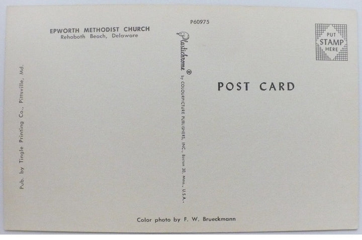1957 Epworth Methodist Church Rehoboth Beach DE Postcard