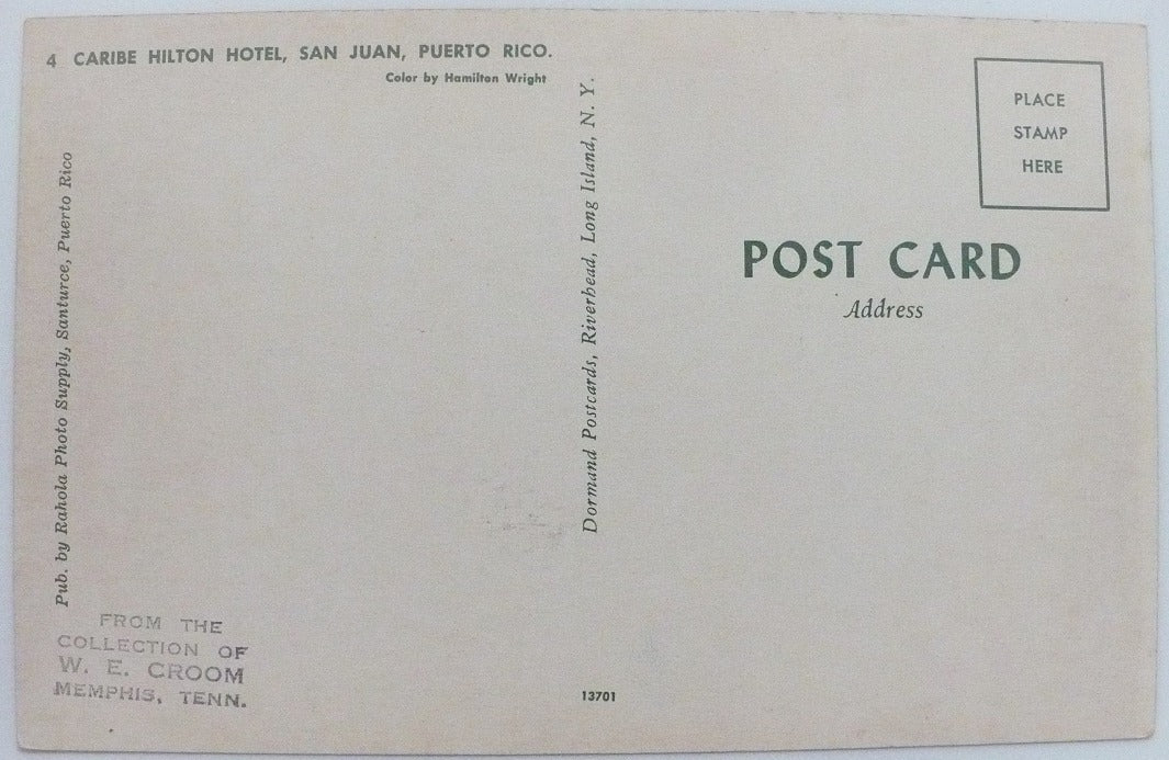 1965 Caribe Hilton Hotel San Juan Puerto Rico Postcard