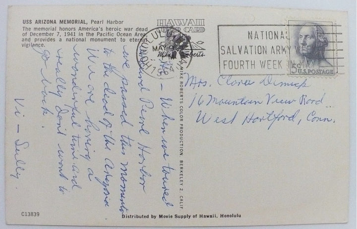 1964 USS Arizona Pearl Harbor HI Postcard